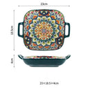 Axyaa Bohemian Double Ear Square Ceramic Plate 9-inch