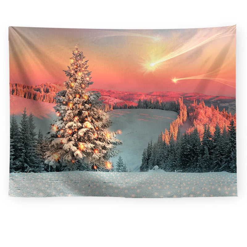 Axyaa Snowy Forest Tapestry Tree Wall Hanging for Home Decor