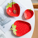 Axyaa Cartoon Strawberry Ceramic Salad Bowl - Family Kitchen Fruit Plate