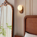 Axyaa Solid Wood LED Wall Lights Glass Sconces with Switch - Retro Bedroom Bedside Lamps