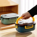 Axyaa 2-Layer Bento Lunch Box with Spoon & Fork, Leakproof Microwavable Food Container