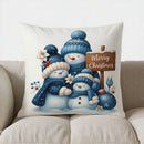 Axyaa Snowman & Gingerbread Decor Pillow Cover for Sofa, Bedroom, Car