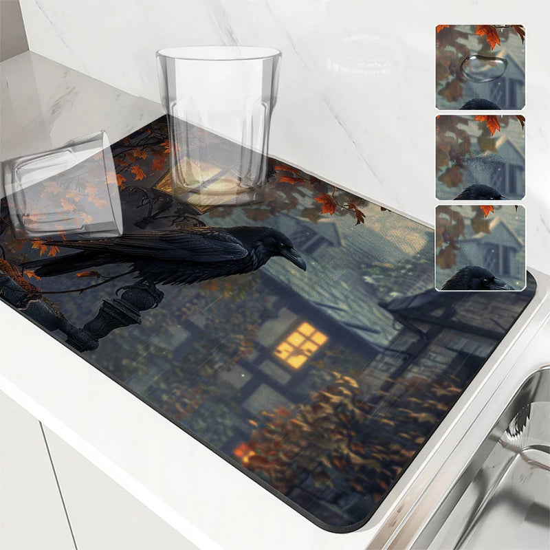 Axyaa Halloween Vine Kitchen Antiskid Drying Mat - Quick Dry & Absorbent