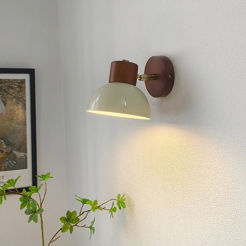 Axyaa Wood Cream Glass Ceramic LED Wall Light for Living Room & Bathroom