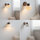 Nordic Modern Rotate LED Wall Light Fixture by Axyaa - White Ceramic Walnut Wood