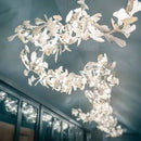Axyaa White Ginkgo Leaf Villa Chandelier for Living Room Dining Lobby Staircase