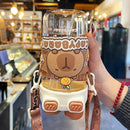 Axyaa Kids Cat Bear Straw Water Bottle - BPA Free, Aesthetic Tritan Tumbler