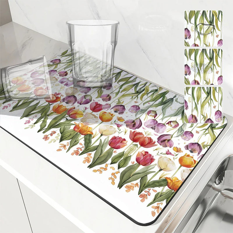 Axyaa Square Anti-slip Absorbing Dry Mat for Dishes and Cups