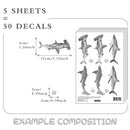 Axyaa Hammerhead Shark Peel&Stick Wall Decals - Blue/Grey Fish Theme for Kids Room