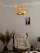 Axyaa Wooden Moon Chandelier Nordic Spiral Pendant Light Solid Walnut Basswood