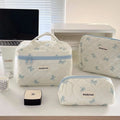 Axyaa Floral Cosmetic Bag Set - 3pcs Portable Toiletry Organizer for Women