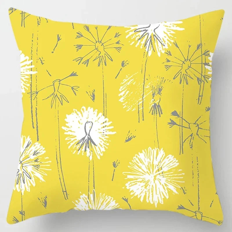 Axyaa Yellow Flower Pillowcase for Home Sofa Lumbar Cushion