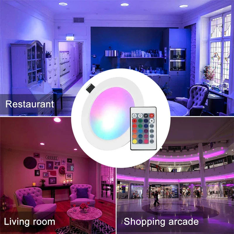 Axyaa 10W/15W Dimmable RGB LED Ceiling Downlight with IR Remote Control