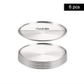 Axyaa Stainless Steel Shallow Tray Round Plate Set of 6