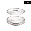 Axyaa Stainless Steel Shallow Tray Round Plate Set of 6
