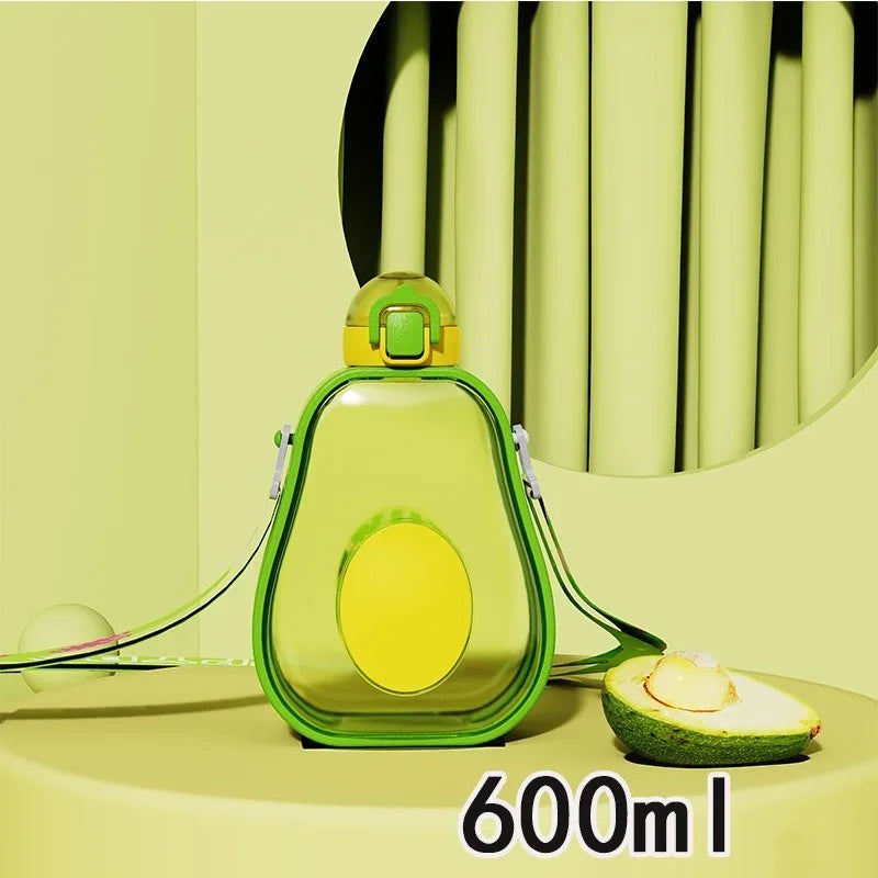 Axyaa Avocado Straw Water Bottle - Cute Creative Design for Kids Outdoor Sports