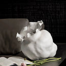 Axyaa White Ceramic Floral Bud Vase - Desk Decoration, Artificial Flowers, Room Decor
