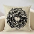 Axyaa Motorcycle Pattern Cushion Cover 45x45cm - Black and White Design
