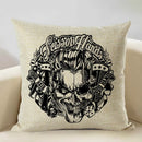 Axyaa Motorcycle Pattern Cushion Cover 45x45cm - Black and White Design
