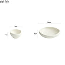 Axyaa White Ceramic Deep Plate - Thick Soup Pasta Salad Dessert Snack Specialty Tableware.