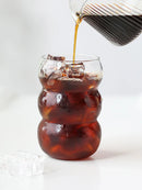 Axyaa 550ml Glass Coffee Cup Wavy Nordic Style Heat Resistant Tumbler Clip