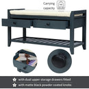 Axyaa Shoe Bench with Cushioned Seat, 2 Drawers, Slatted Shelf