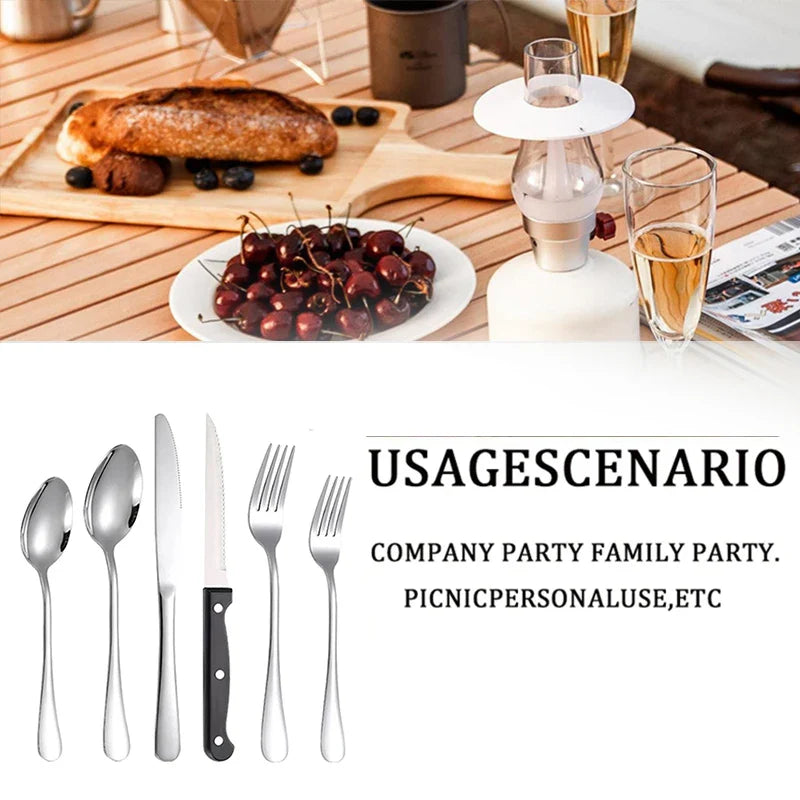 Axyaa 48-Piece Stainless Steel Tableware Set with Storage Box