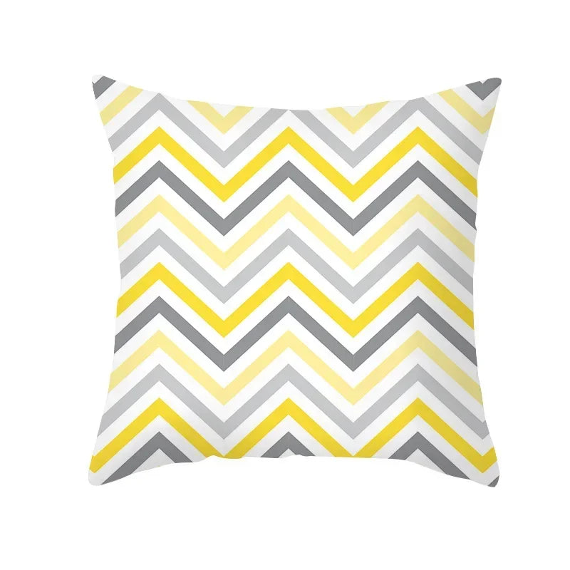 Yellow Gray Geometric Print Pillow Cover 45*45cm for Axyaa - Home Decor Essential