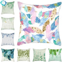 Axyaa Peacock Feather Polyester Cushion Covers - Leaf Printed Decorative Pillow Cases