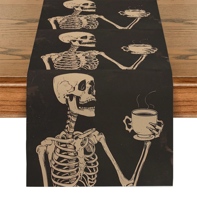 Axyaa Halloween Skull Table Runner for Kitchen Dining Decor