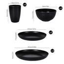Axyaa 16pc Black PP Cutlery & Plate Set for Outdoor Camping and Parties