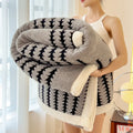 Axyaa Geometric Striped Fleece Blanket | Soft Plush Winter Throw Blanket