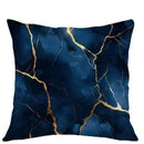 Axyaa Dark Blue & Gold Marbled Pattern Pillow Covers for Sofa, Bedroom, Car