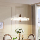 Axyaa Walnut Wood Grain LED Chandelier, Dimmable Pendant Light for Dining Living Bedroom