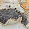 Axyaa Milk Fleece Fringed Blanket Large Lamb Fleece Craft Blanket Cover