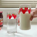 Axyaa Strawberry Glass Cup With Straw - Cute & Heat Resistant
