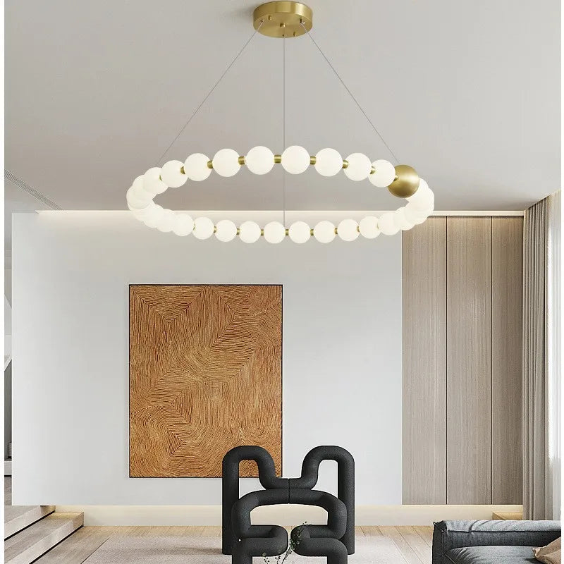 Axyaa White Acrylic Nordic Chandelier Pendant Ball Lamp for Dinning Decor