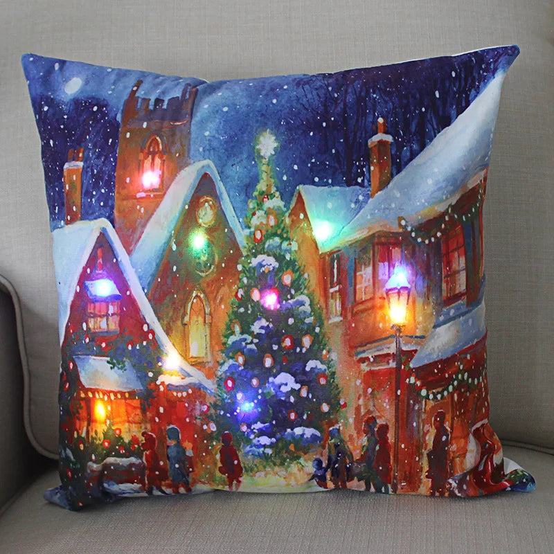 Axyaa LED Christmas Pillow Cover for Festive Holiday Decor