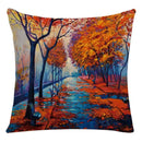 Axyaa Retro Landscape Oil Painting Linen Pillowcase 45*45cm for Living Room Sofa
