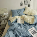 Axyaa Double Washed Cotton Bedding 4pc Set - High Quality Solid Color Premium Bed Linen