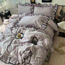 Axyaa Summer Ice Silk Lace Four-Piece Bedding Set - Korean Style