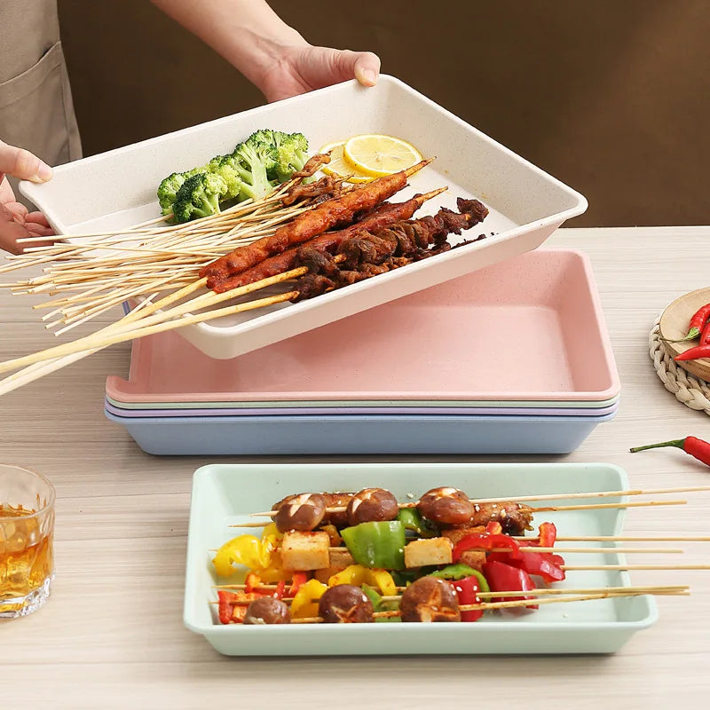 Axyaa Wheat Straw BBQ Tray: Large Capacity, Korean Style Dining Tray