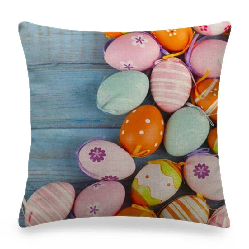 Easter Bunny Eggs Printed Pillow Covers 45x45cm - Axyaa Easter Decorations