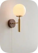 Axyaa Ceramic Pull Chain LED Wall Sconce Copper Arm Modern Wall Lamp