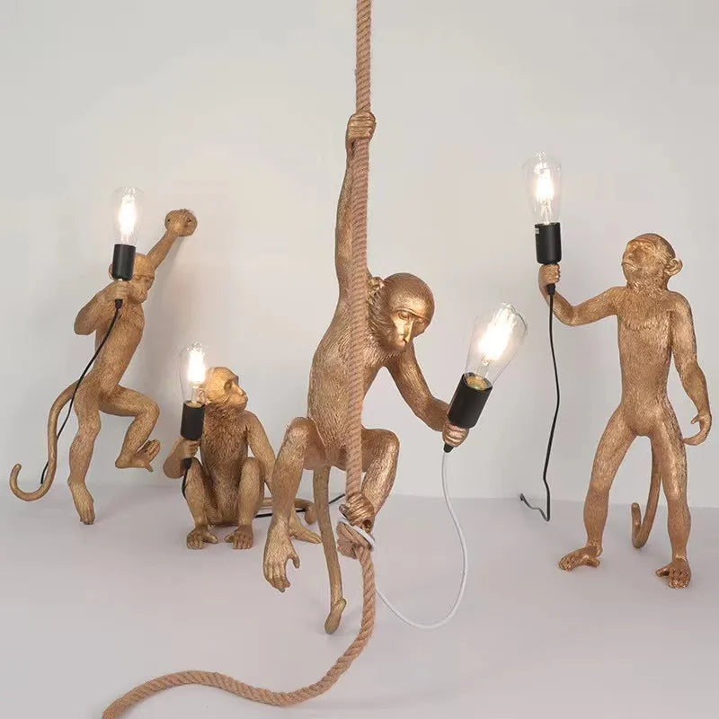 Axyaa Nordic Resin Monkey LED Pendant Chandelier for Home Decor Lighting