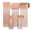 30-Piece Pink Silver Stainless Steel Dinnerware Set by Axyaa