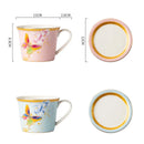 Axyaa Ceramic Butterfly Coffee Cup with Lid | Exquisite Afternoon Tea Floral Mug