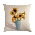 Axyaa Sunflower Pattern Linen Throw Pillow - 45*45cm