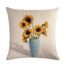 Axyaa Sunflower Pattern Linen Throw Pillow - 45*45cm