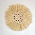Axyaa Raffia Bead Wood Mirror: Acrylic Decorative Wall Hanging for Bedroom